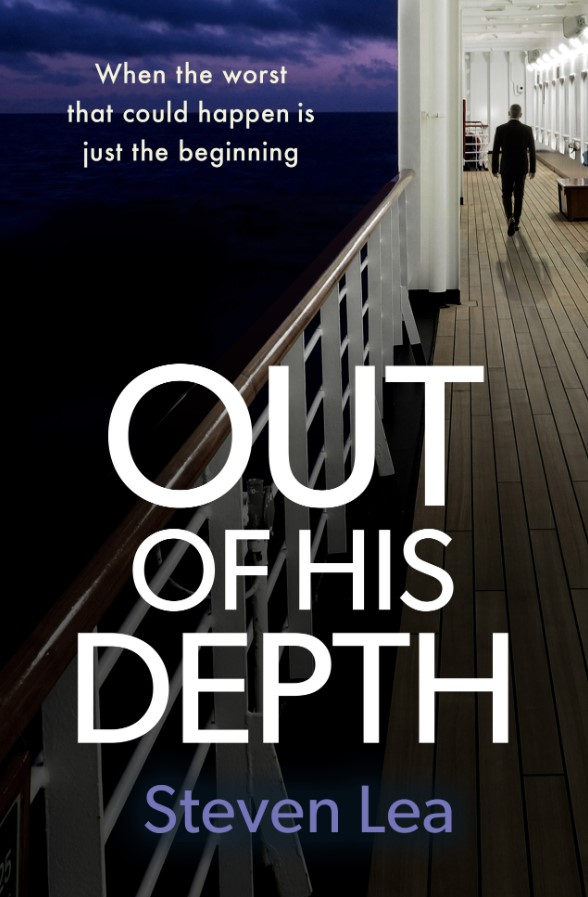 Button linking to purchase on amazon of book called Out of His Depth, a debut novel by Steven Lea
